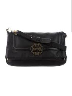 Tory Burch Black Leather Crossbody with Gold-Tone Logo